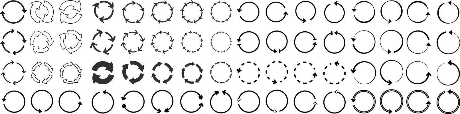 Circle arrows. Round reload or repeat icon, rotate arrow and spinning loading symbol.