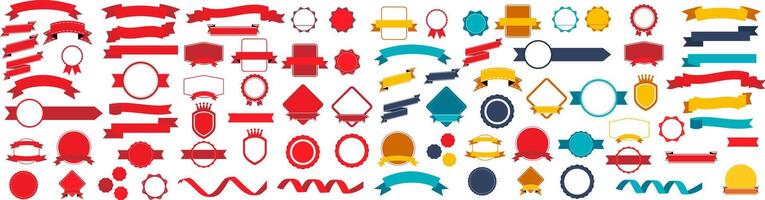 Set of Ribbons Banners with Label, Tag and Quality Badges. Bandeau design. vector