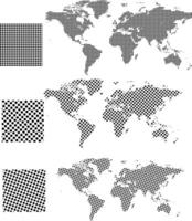 Set of dotted world maps in different resolution. vector