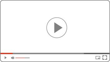 Multimedia player with play button, play online window with navigation icon vector
