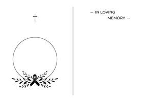 Funeral card. Empty card. Digital Funeral Announcement Invitation Template in Illustrator vector