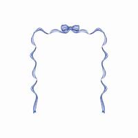 Blue frame of watercolor ribbon and bow vector
