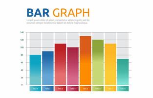Flat Design Illustration of Gradient Bar Graph Chart Diagram for Business Data Report on Isolated Background vector