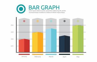 Flat Design Illustration of Bar Graph Chart Diagram for Business Data Monthly Report vector