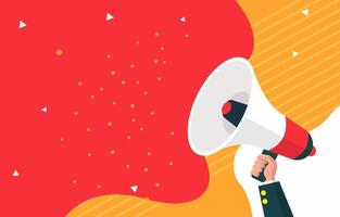Flat Design Illustration Background of Hand Holding Megaphone Horn Speaker for Attention Announcement with Copy Space vector