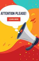 Flat Design Illustration of Megaphone Horn Speaker for Attention Announcement with Fluid Liquid Background vector