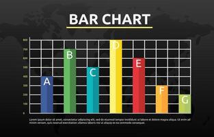 Flat Design Illustration of Business Fluctuation Bar Chart Diagram Statistic Data with World Map Background vector