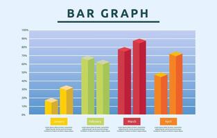Flat Design Illustration of Bar Graph Chart Diagram for Business Data Monthly Report vector