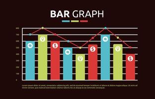 Flat Design Illustration of Fluctuation Bar Graph Chart Diagram for Business Statistic Data Report with Lines vector