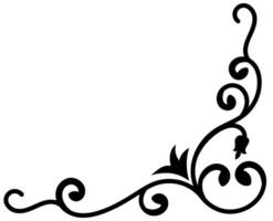 Thin line vintage corner. Medieval period of the Victorian dynasty. Fancy black monogram frame design element abstract icon collection Flower simple symbol vector