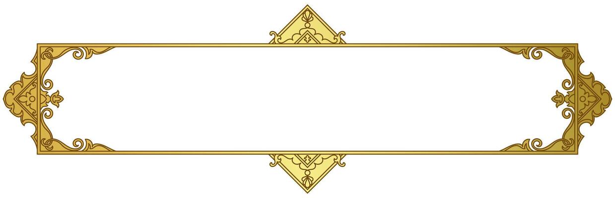 luxury gold frame Cut with orange lines on a white background for making signs.