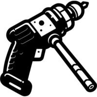Pneumatic hammer drill for interior work in monochrome. Hand power tool. Simple minimalistic in black ink drawing on white background vector