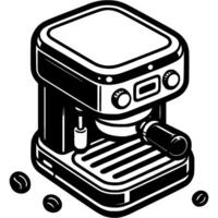 Coffee machine for bar in monochrome. Professional coffee machine. Simple minimalistic in black ink drawing on white background vector