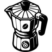 Coffee jug for making Italian coffee in monochrome. Ceramic pitcher for coffee drink. Simple minimalistic in black ink drawing on white background vector