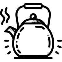 Kettle boiling on electric stove doodle icon. Boiling water in a kettle. Simple minimalistic symbol in black on white background vector