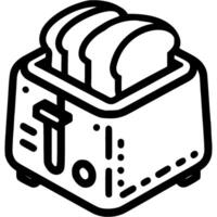 Frying white bread doodle icon. Pieces of bread in toaster. Simple minimalistic symbol in black on white background vector
