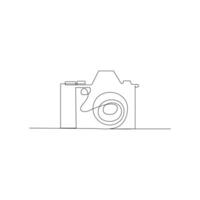 Camera single line art, continuous one line drawing of Isolated outline art black white background vector