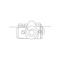 Camera single line art, continuous one line drawing of Isolated outline art black white background vector