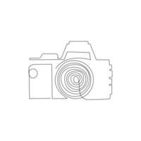 Camera single line art, continuous one line drawing of Isolated outline art black white background vector