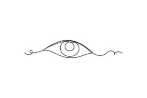 Eye single line art, continuous one line drawing of Isolated outline art black white background vector