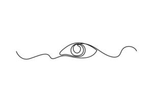 Eye single line art, continuous one line drawing of Isolated outline art black white background vector