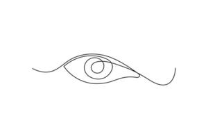 Eye single line art, continuous one line drawing of Isolated outline art black white background vector