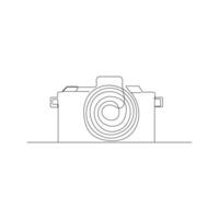 Camera single line art, continuous one line drawing of Isolated outline art black white background vector