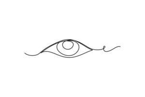 Eye single line art, continuous one line drawing of Isolated outline art black white background vector