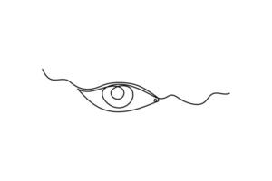 Eye single line art, continuous one line drawing of Isolated outline art black white background vector