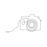 Camera single line art, continuous one line drawing of Isolated outline art black white background vector