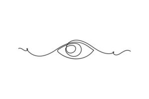 Eye single line art, continuous one line drawing of Isolated outline art black white background vector