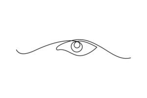 Eye single line art, continuous one line drawing of Isolated outline art black white background vector