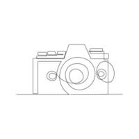 Camera single line art, continuous one line drawing of Isolated outline art black white background vector