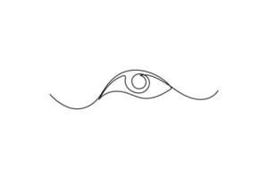 Eye single line art, continuous one line drawing of Isolated outline art black white background vector
