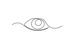Eye single line art, continuous one line drawing of Isolated outline art black white background vector