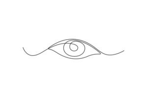 Eye single line art, continuous one line drawing of Isolated outline art black white background vector