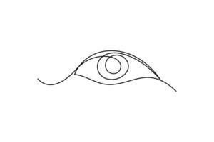 Eye single line art, continuous one line drawing of Isolated outline art black white background vector