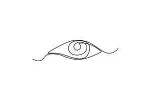 Eye single line art, continuous one line drawing of Isolated outline art black white background vector