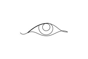 Eye single line art, continuous one line drawing of Isolated outline art black white background vector