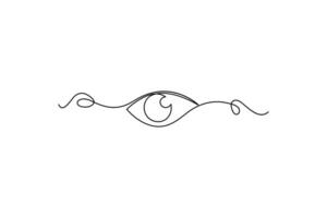 Eye single line art, continuous one line drawing of Isolated outline art black white background vector