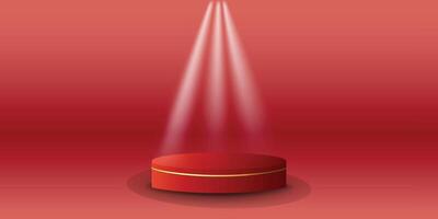 White spotlights podium display with background the same color as the podium. Modern studio, wall scene fashion, stage podium scene with for Award Ceremony. 3D rendering. vector