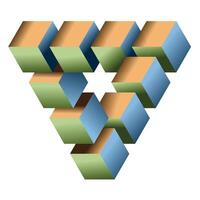 The abstract color squares arrange in a triangle pattern on a white background. vector