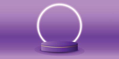 White neon light podium display with background the same color as the podium. Modern studio, wall scene fashion, stage podium scene with for Award Ceremony. 3D rendering. vector