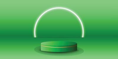 White neon light podium display with background the same color as the podium. Modern studio, wall scene fashion, stage podium scene with for Award Ceremony. 3D rendering. vector