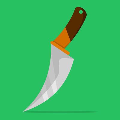Hunting knife concept. hunting knife isolated on background. cutting tool, cutting knife or kitchen knife, combat, hunting dagger. flat illustration on background.