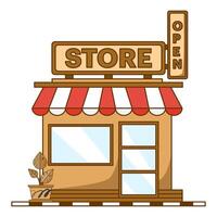 Concept of shop, shop, market. grocery store, supermarket with different foodstuffs. shop window. The flat design is suitable for various purposes. illustration in flat style. vector