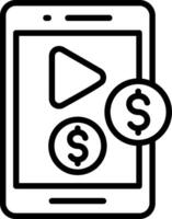 Multimedia Monetization Line Icon Design vector