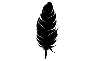 Cute Bird Feather Silhouette Illustration, Bird Feather icon, Black silhouette of a bird feather on a white background, Different types of bird feather. vector