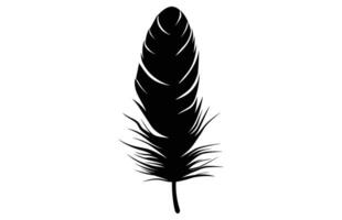 Cute Bird Feather Silhouette Illustration, Bird Feather icon, Black silhouette of a bird feather on a white background, Different types of bird feather. vector