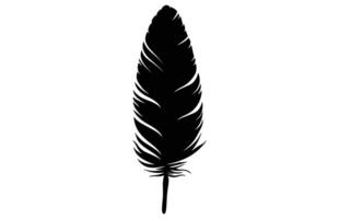 Cute Bird Feather Silhouette Illustration, Bird Feather icon, Black silhouette of a bird feather on a white background, Different types of bird feather. vector